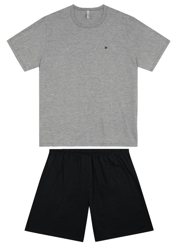 Malwee - Pijama Curto com Bordado Plus Cinza