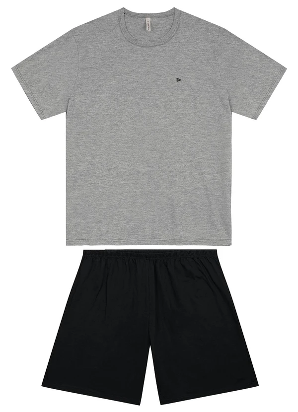 Malwee - Pijama Curto com Bordado Plus Cinza