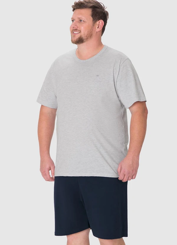 Malwee - Pijama Curto com Bordado PlusCinza 4