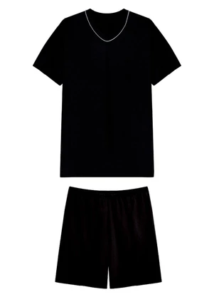 Malwee - Pijama Curto com Bordado Preto - MALWEE