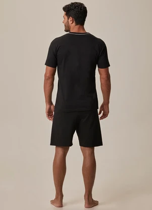 Malwee - Pijama Curto com Bordado Preto - MALWEE