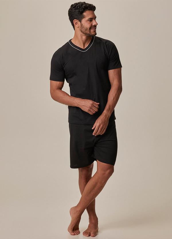Malwee - Pijama Curto com Bordado Preto