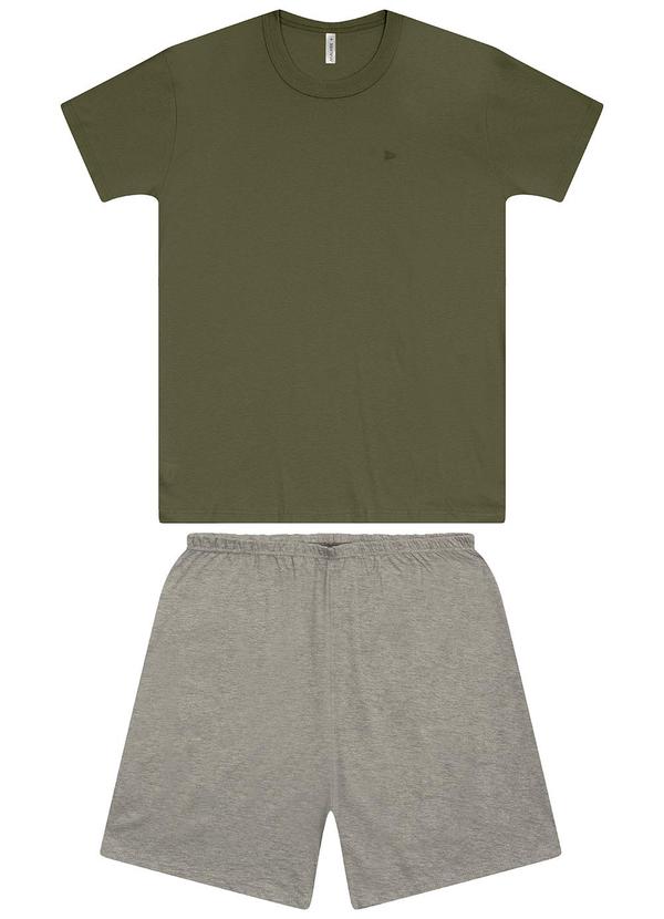 Malwee - Pijama Curto com Bordado Verde Militar