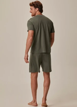 Malwee - Pijama Curto com Bordado Verde Oliva - MALWEE