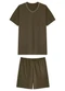 Malwee - Pijama Curto com Bordado Azul Marinho - variação: Verde Oliva