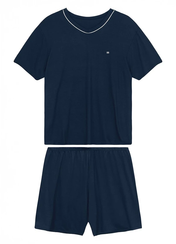 Malwee - Pijama Curto Comfort Azul Marinho