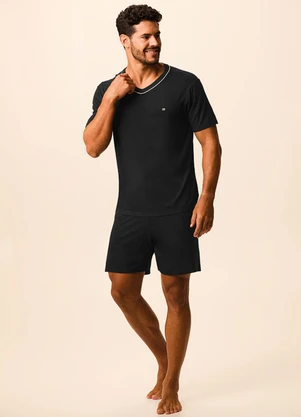 Malwee - Pijama Curto Comfort Preto - MALWEE