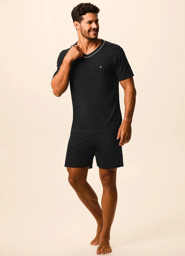 Malwee - Pijama Curto Comfort Preto