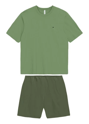 Malwee - Pijama Curto em Malha com Bordado Verde Menta - MALWEE