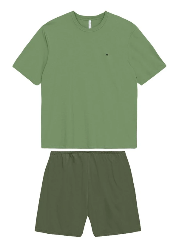 Malwee - Pijama Curto em Malha com Bordado Verde Menta