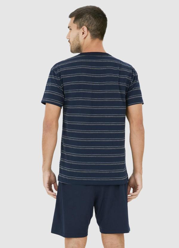Malwee - Pijama Curto Listrado Azul 2