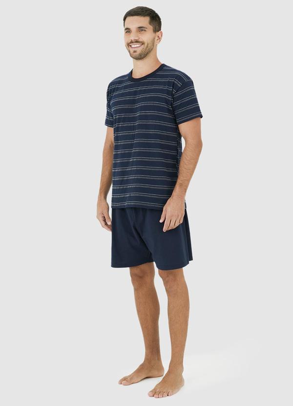 Malwee - Pijama Curto Listrado Azul 3