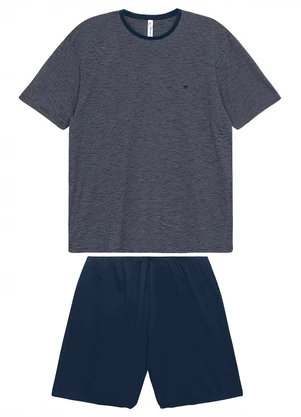 Malwee - Pijama Curto Malha Fio a Fio Azul Marinho - MALWEE