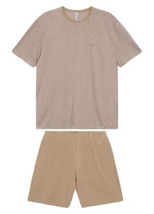 Malwee - Pijama Curto Malha Fio a Fio Mocha Mousse - MALWEE