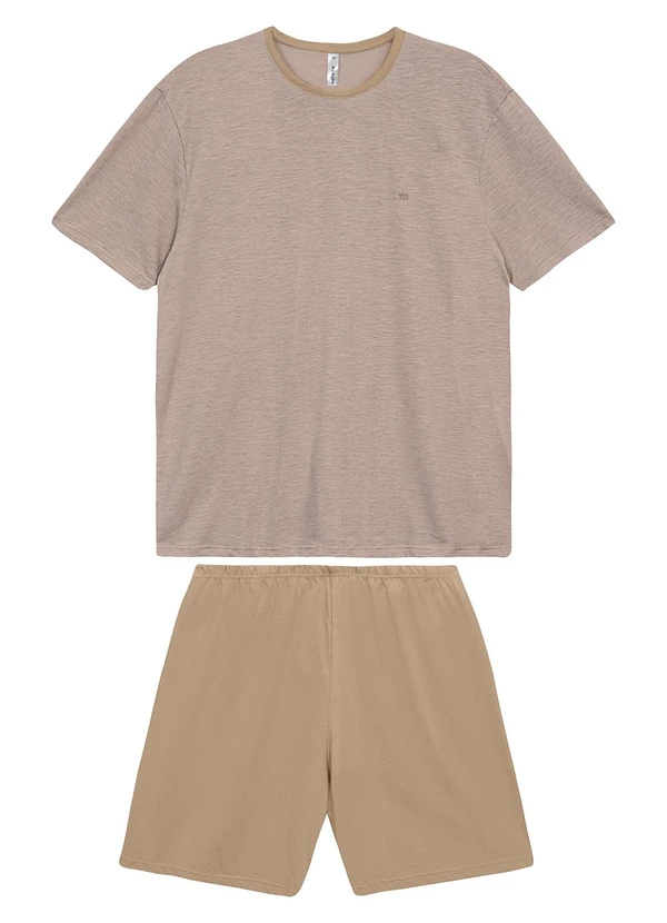 Malwee - Pijama Curto Malha Fio a Fio Mocha Mousse