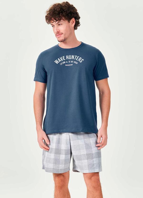 Espaço Pijama - Pijama Curto Masculino Azul