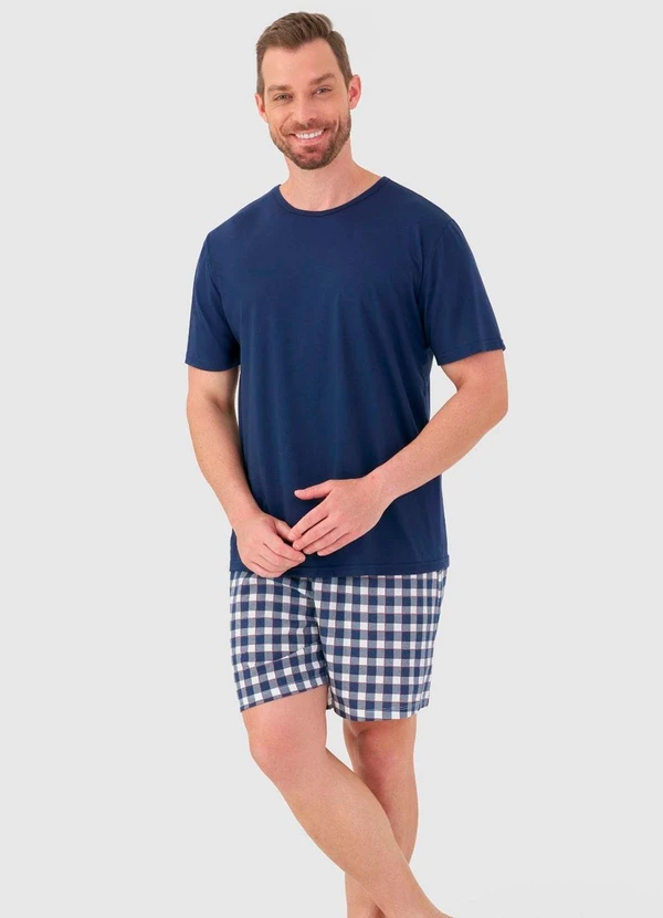Rovitex - Pijama Curto Masculino Azul