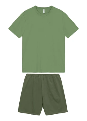 Malwee - Pijama Curto Masculino Básico Verde Menta - MALWEE