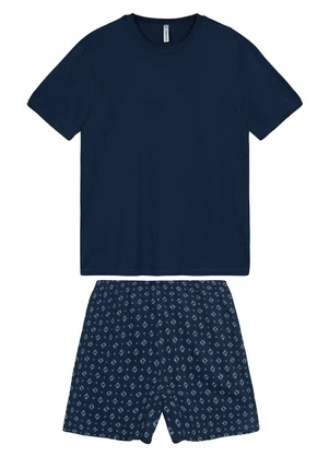 Malwee - Pijama Curto Masculino Estampado Azul Marinho - MALWEE
