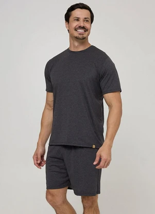 Rovitex - Pijama Curto Masculino Meia Malha Preto - ROVITEX