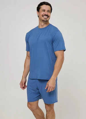 Rovitex - Pijama Curto Masculino Viscolycra Azul - ROVITEX