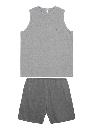 Malwee - Pijama Curto Regata Bordada Cinza - MALWEE