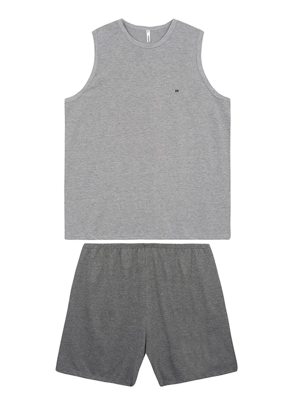 Malwee - Pijama Curto Regata Bordada Cinza