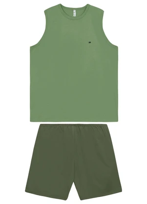 Malwee - Pijama Curto Regata Bordada Verde Menta - MALWEE
