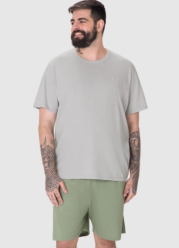 Malwee - Pijama Curtocom Bordado PlusVerde Militar