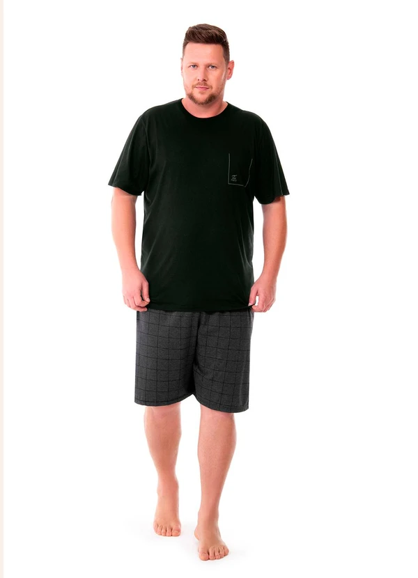 Zee Rucci - Pijama Decote Redondo e Bermuda Plus Preto 2