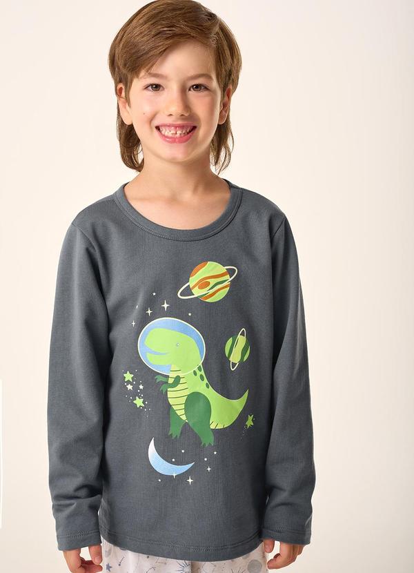 Merengue - Pijama Infantil Manga Longa Cinza 4