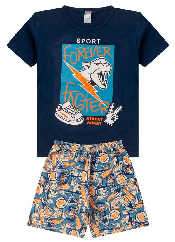 Rovitex - Pijama Juvenil Masculino Brilha no Escuro Azul 1