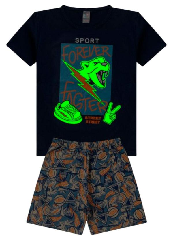 Rovitex - Pijama Juvenil Masculino Brilha no Escuro Azul 2