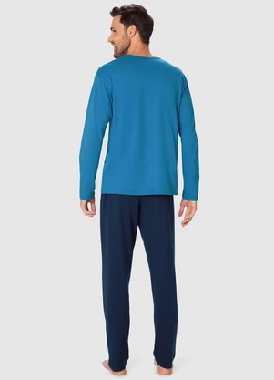 Malwee - Pijama Longo com Bordado Azul - MALWEE