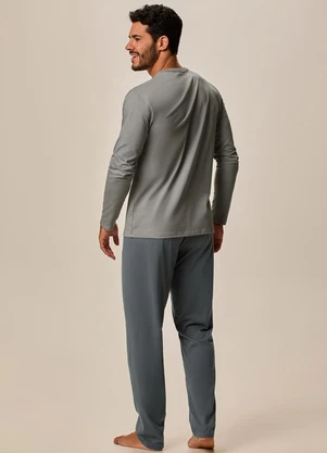Malwee - Pijama Longo com Bordado Taupe - MALWEE