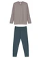 Malwee - Pijama Longo com Bordado Cinza Claro - variação: Taupe