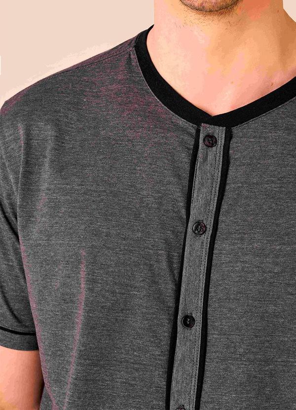 Merengue - Pijama Manga Curta com Abertura Frontal Cinza 3