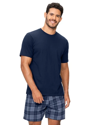 Zee Rucci - Pijama Masculino Camiseta e Bermuda Gola Azul - ZEE RUCCI