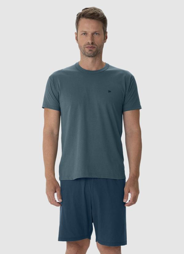 Malwee - Pijama Masculino Curto em Algodão Azul