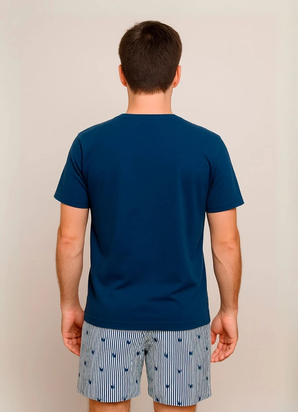 Piante Pijamas - Pijama Masculino Manga Curta Algodão Azul 2