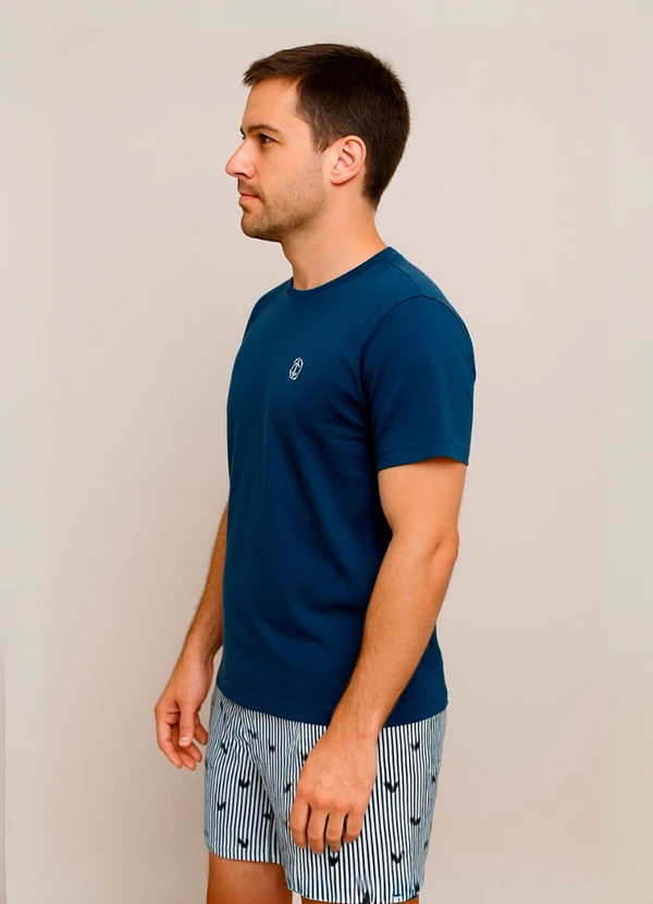 Piante Pijamas - Pijama Masculino Manga Curta Algodão Azul 3