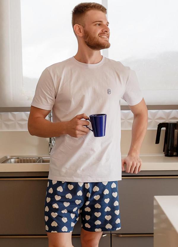 Piante Pijamas - Pijama Masculino Manga Curta Algodão Branco