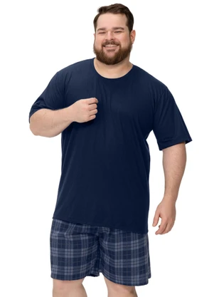 Zee Rucci - Pijama Masculino Plus Camiseta e Bermuda Azul - ZEE RUCCI