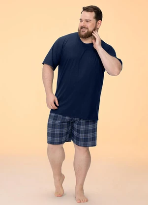 Zee Rucci - Pijama Masculino Plus Camiseta e Bermuda Azul - ZEE RUCCI