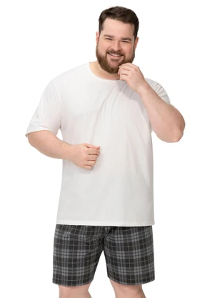 Zee Rucci - Pijama Masculino Plus Camiseta e Bermuda Cinza - ZEE RUCCI