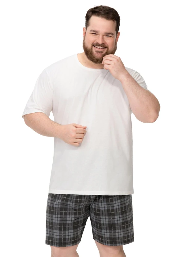 Zee Rucci - Pijama Masculino Plus Camiseta e Bermuda Cinza