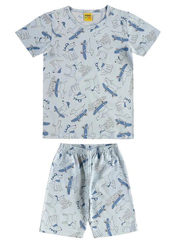 Rovi Kids - Pijama Meia Malha Azul