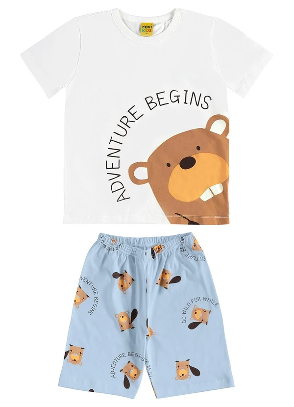 Rovi Kids - Pijama Meia Malha Branco