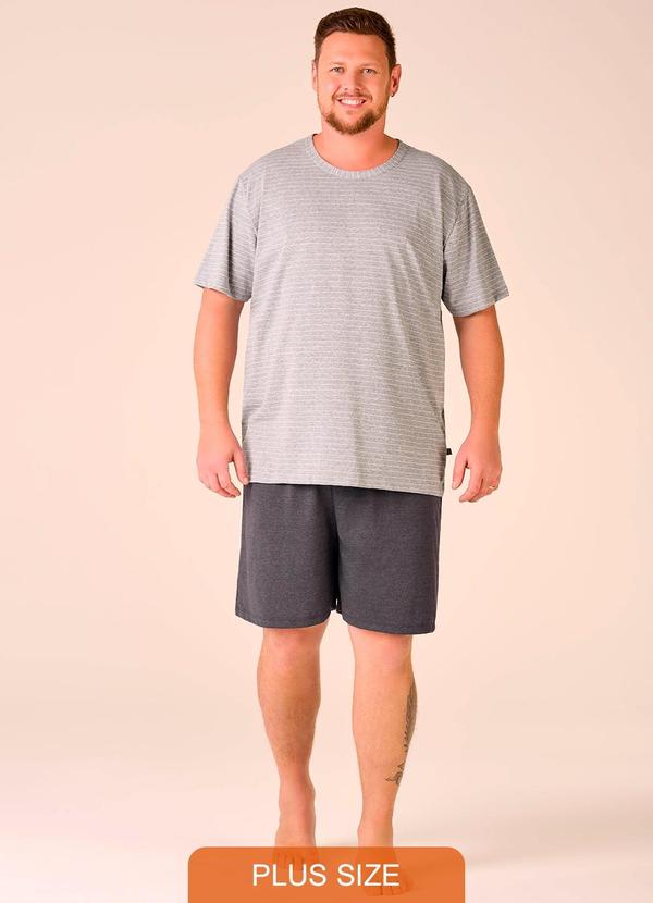 Merengue - Pijama Plus Size Manga Curta Cinza