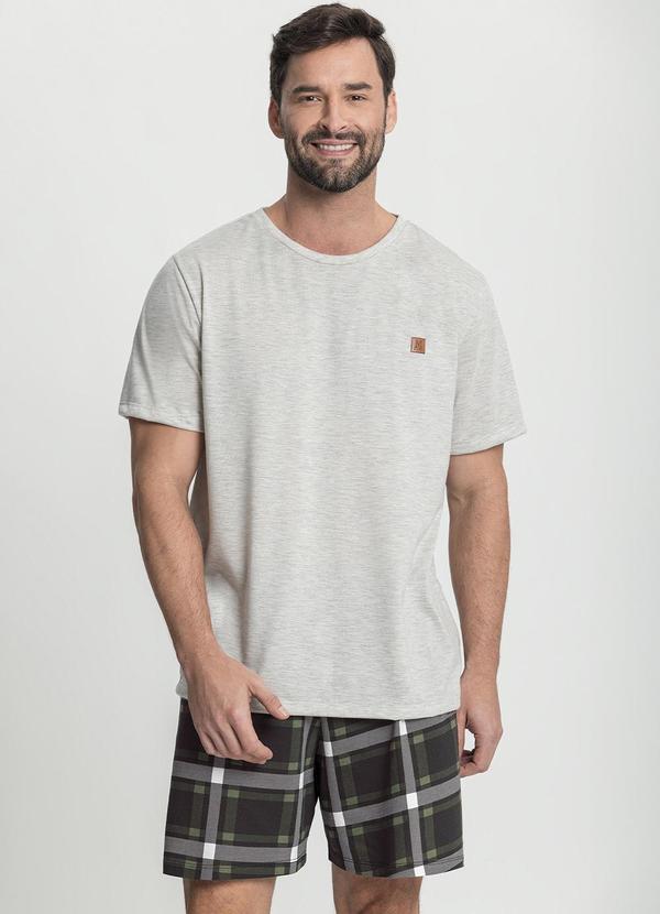 Mensageiro do Sonhos - Pijama Plus Size Manga Curta Xadrez Cinza